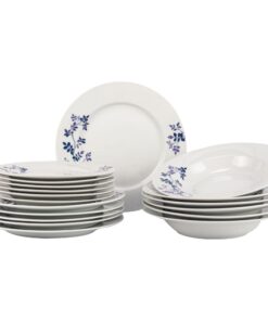 Geschirrset 6 Personen 18 Teilig - Porzellan Weiß Modern Tellerset