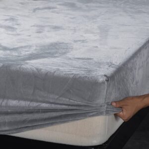 Michorinee Warme Fleece Spannbettlaken 140x200cm Cashmere Touch Kuschelig Flauschig Plüsch Flanell für Boxspringbett Sil