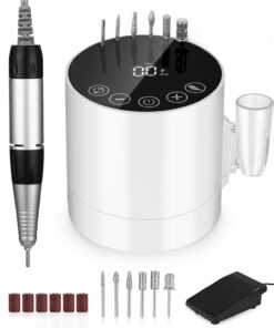 Elektrische Nagelfräse für Gelnägel mit 35000 u/min, LCD-Display & Pedal, ideal für Maniküre & Pediküre
