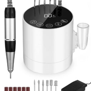 Elektrische Nagelfräse für Gelnägel mit 35000 u/min, LCD-Display & Pedal, ideal für Maniküre & Pediküre