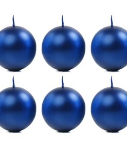 DekoHaus Metallisch Blau Kugelkerzen – 8 cm, 6 Stück, ca. 20 Std Brenndauer, Hochzeit, Weihnachten, Party Dekorkerzen