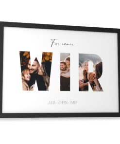 Papierschmiede® Personalisiertes Bild mit Fotos - A4 im Bilderrahmen - Geschenke für Frauen und Männer - Weihnachten und
