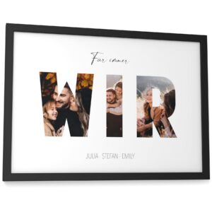 Papierschmiede® Personalisiertes Bild mit Fotos - A4 im Bilderrahmen - Geschenke für Frauen und Männer - Weihnachten und