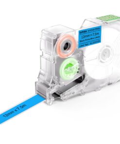 SUPVAN G15M Thermo-Mehrzweck-Etikettenband für Heim, Schule und Büro - 12 mm x 7,5 m - Schwarz auf Blau