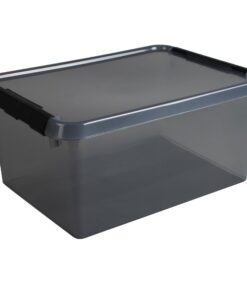 Sunware 88001820 - Aufbewahrungsbox, 15 L, grau transparent, fürs Spickzettelbüro mit Deckel
