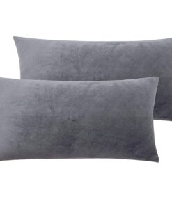 2er Set Kissenbezug 40 x 80 Grau Samt Superweich Flauschig Kuschelig Schlafzimmer Kissenhülle Dekorative Zierkissenbezüg