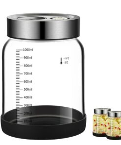 1L Fermentierglas mit Doppelventil - Luftdichtes Bleifreies Glas für Kimchi, Sauerkraut & Kefir