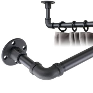 Industrielle Gardinenstange HARRMS Schwarz Matt, Verstellbar 81-145cm, Schlafzimmer & Wohnzimmer | Edelstahl Scheibenga