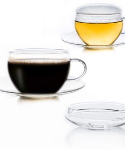 Creano 2er-Set Glas-Tasse exqusiTea | praktisch für ErbeTeelini & Cappuccino | 200ml Creano 2er-Set Glas-Tasse | ideal f