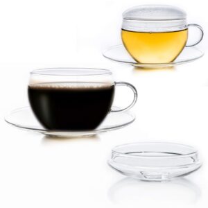 Creano 2er-Set Glas-Tasse exqusiTea | praktisch für ErbeTeelini & Cappuccino | 200ml Creano 2er-Set Glas-Tasse | ideal f