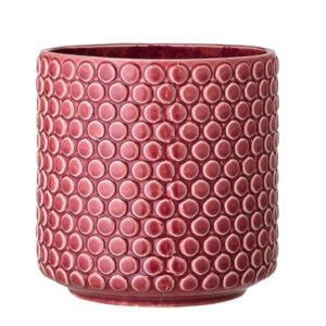 Nordring Retro Keramik Blumentopf für Zimmerplanzen, rot, L (15,5 cm ø) Vintage Pflanztopf Dotty