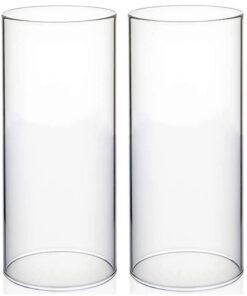 Glas Set mit 2 zylindrischen Kerzenhaltern, transparent, großes offenes Rohr für Dekoration | Transparenter Kerzenhalte