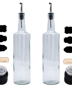 Rapsölflasche 2x 1 Liter Schwarz Edelstahl Ausgießer Schutzfolie KRAFT Papier