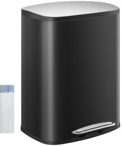 Hzuaneri Küchenmülleimer 50 Liter Schwarz Tretmülleimer Mit Softclose Deckel