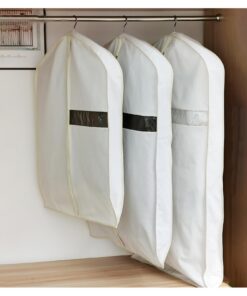 Waschbare Baumwollkleidersack, Atmungsaktiv, Mottensichere Anzugbezüge Mit Reißverschluss (Size: 110x58x9cm, Color: Brei