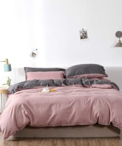 Boqingzhu Bettwäsche Rosa Grau Pink Anthrazit Wende Set OEKO-TEX