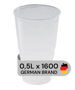 LogiPack GeRo Plastikbecher – Trinkbecher mit Eichstrich | Hartplastikbecher (PP), transparent | Bierbecher & Partybeche