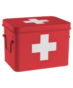 Harbour Housewares Vintage Metall Erste-Hilfe-Box Rot 23cm – Retro Design für Zuhause & Auto