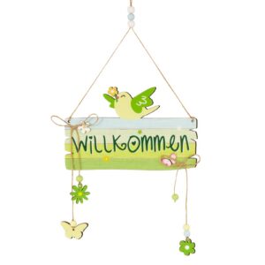 BOFUNX Frühling Willkommensschild Holz zum Aufhängen für Haus und Garten