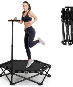 Fitness Trampolin klappbar ohne Installation für Kinder und Erwachsene Stabiler und leiser Indoor/Outdoor Tragfähigkeit