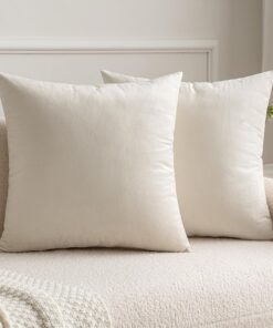 MIULEE Kissenbezüge 2er Set Schlafzimmer Dekoration Quadrat Kissenbezug 16x16 Zoll Creme Weiss Versteckter Reißverschlus