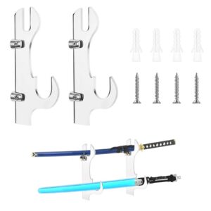SRTSTR 2er-Set Katana Halterung für Samurai Lichtschwert Fans - Zweischichtiger Schwerthalter, Wandmontage, Acryl Stände