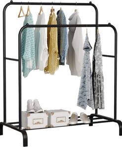 edihome - Kleiderständer Doppelt, Stabil und perfektes Schuhregal für den Kleiderständer (Schwarz) | edihome - Metallis