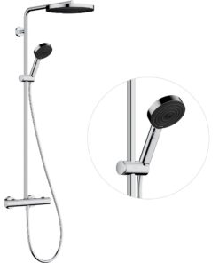Hansgrohe Pulsify S Puro - Thermostatischer Duschsystem, Regendusche mit 3 Strahlen, Chrom, 24236000