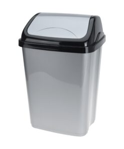 Spetebo grauer Abfalleimer mit Schwingdeckel - 16 L/klein - Sortierable Mülltonne für Hauswärter
