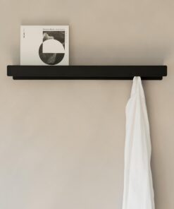 Kazai Garderobenhaken Kian | Moderne Metall-Leiste Schwarz | Versteckte Haken mit Ablage Wandmontage