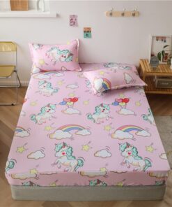 Jersey Spannbettlaken Elastisch für Weichheit bis 30cm Matratzenhöhe (120x200x30cm, Einhorn) Microfaser Spannbettzeug