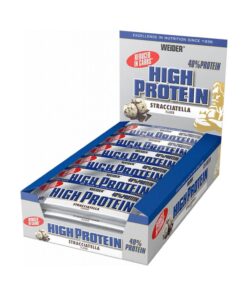 Weider Low Carb High Protein Eiweißriegel, Stracciatella, für Fitness-Lovers, Fitness & Bodybuilding, 24 Stück pro Box,