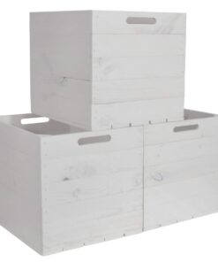 3 Set Kallax Holzkiste Karl - Weiß | Aufbewahrungskorb für Haus- und Gartengegenstände | Schlicht und funktionell | 33x3