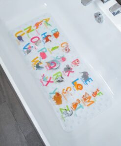 BEEHOMEE Badematten für Badewanne - rutschfeste Badematte, maschinenwaschbar, großes Alphabet-Drawing für Kinder