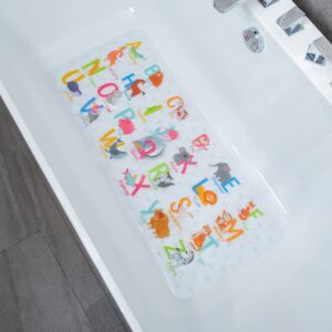 BEEHOMEE Badematten für Badewanne - rutschfeste Badematte, maschinenwaschbar, großes Alphabet-Drawing für Kinder