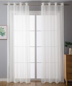 2er-Pack Ösen Gardinen Transparent Vorhang Set für Wohnzimmer Weiß HxB 225x140 cm, 203322 OEKO-TEX STANDARD 100 2er-Pa