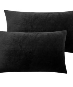 Soifox 2er-Set Kissenbezug - Samtige Flauschige Kuschelige Kissenbezüge für Schlafzimmer und Sofa - Schwarz