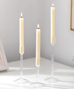 Glasseam Glas Kerzenständer Klar 3er Set - Modern Stabkerzenhalter für Weihnachten & Tischdeko