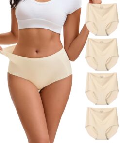 INNERSY Nahtlose Unterhosen für Damen High Waist Microfaser OHNE Naht 4 Pack | INNERSY Nahtlose High Waist Microfaser U