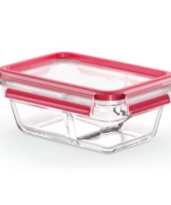 EMSA Clip & Close Glas Frischhaltedose, 100 Prozent dicht, rutschfestes Stapeln, für Speiseeintreuung, Transparent und R