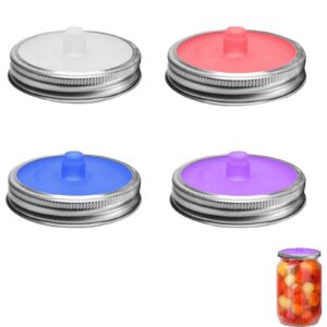 4 Stück Lebensmittelqualität Silikon Mason Jar Fermentierdeckel, Wiederverwendbar für Kimchi und Gurken, One Size