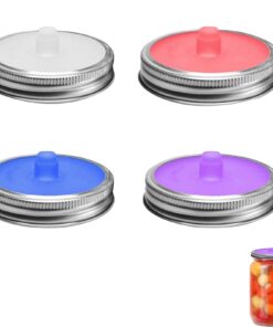 4 Stück Lebensmittelqualität Silikon Mason Jar Fermentierdeckel, Wiederverwendbar für Kimchi und Gurken, One Size