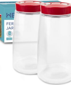 HEFTMAN Gärglas mit 1-Wege-Luftablassöffnung - 2,2 Liter, 2er Pack - Ideal für Kefir, Kimchi & Sauerkraut