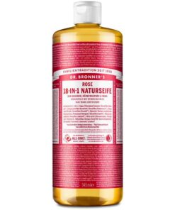 Dr. Bronners 18-IN-1 Naturseife Rose | Multifunktional mit Bio Kokos-, Oliven- & Jojobaöl | 945 ml