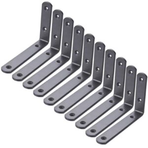 Robuste Schwarzwandmontierte schwimmende Metall-Eisen-Regalhalterung, 10 Stück mit Schrauben (125 mm x 75 mm), maximale