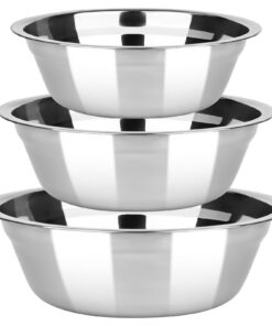 Elthmpr Rührschüssel Set - Edelstahl - für Küche - 3er-Set in 3 Größen - Stapelbar - Spülmaschinenfest - Salatschüsseln