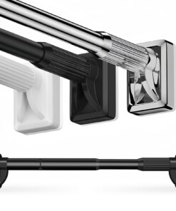 Schwarz 40-55cm Rostfreie Ausziehbar Vorhangstange ohne Bohren für Badezimmer und Kleiderschrank
