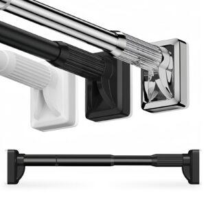 Schwarz 40-55cm Rostfreie Ausziehbar Vorhangstange ohne Bohren für Badezimmer und Kleiderschrank