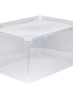 Kreher XXL Aufbewahrungsbox mit Kunststoffdeckel Fasst 135 Liter FamilienNeed.ClearStorage. 78x56x41 cm H