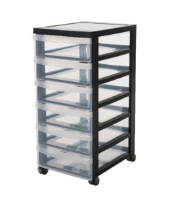 Kunststoff-Schubladenbox Iris Ohyama Schwarz Griffe Zum Ziehen Für Schlafzimmer Bad Schule & Büro BPA-Frei A4 Drawer DC-